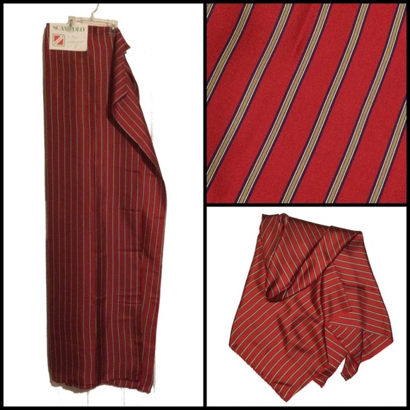 Vintage Italian Red Striped Fabric - Picture 1 of 4